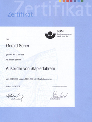 Ausbilder von Staplerfahrern (BGM - Nord Süd)